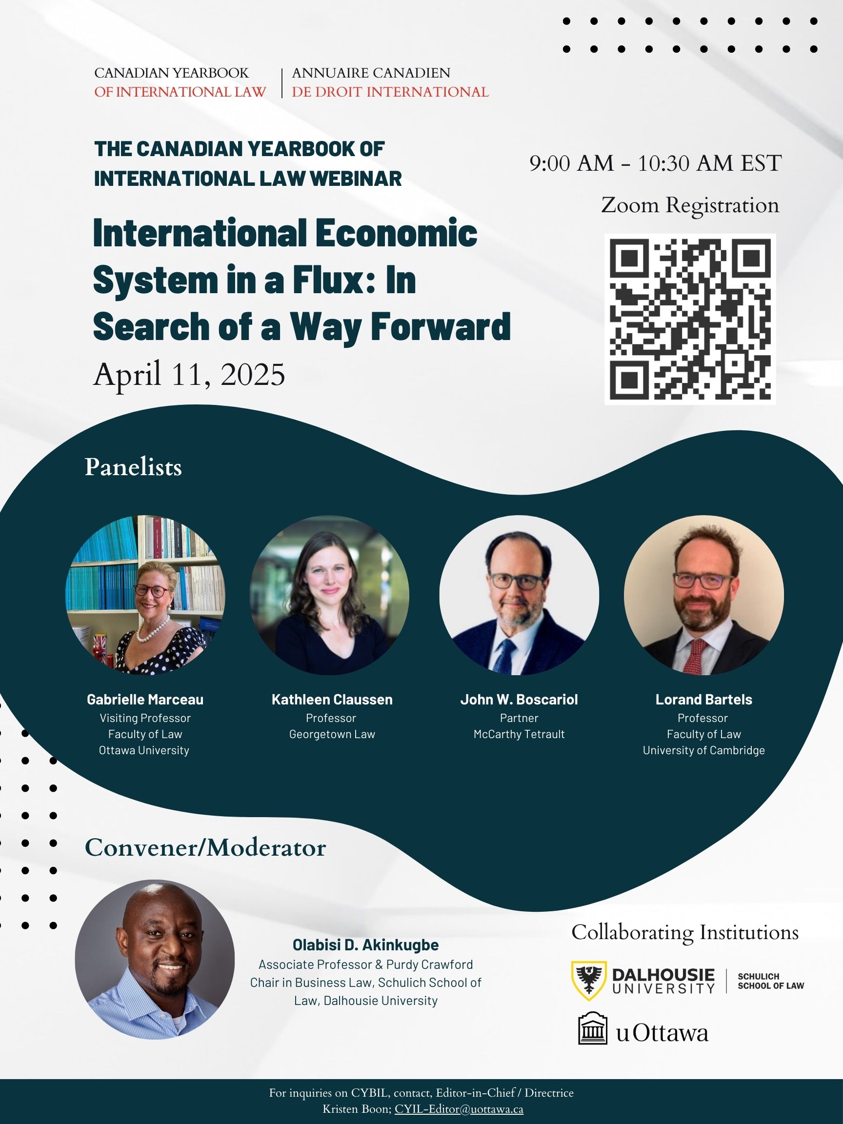 Flyer promoting CYIL webinar on International Economic Systems