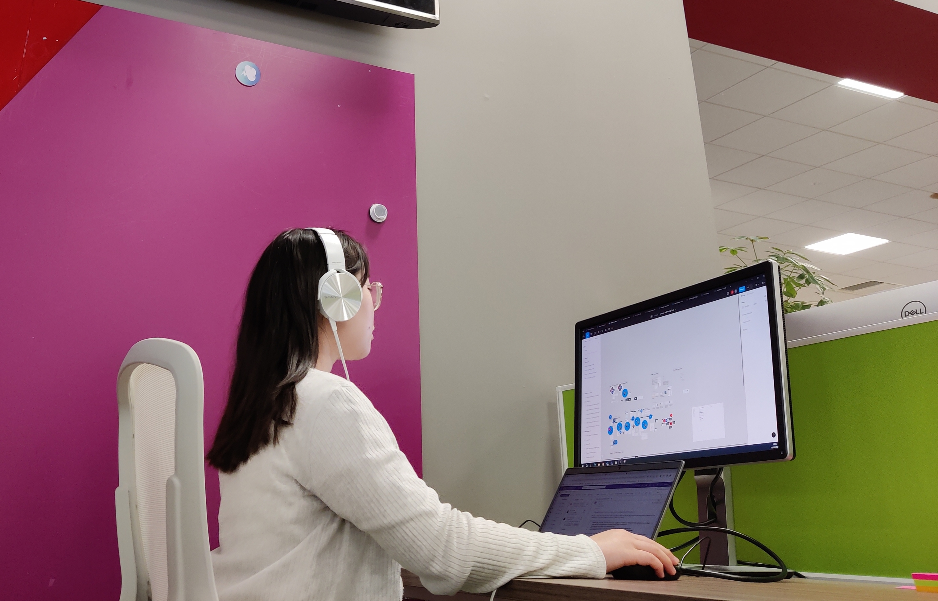 Cambridge intern working on computer