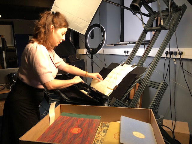 The Christmas Books in the process of being digitised at the Cambridge University Library