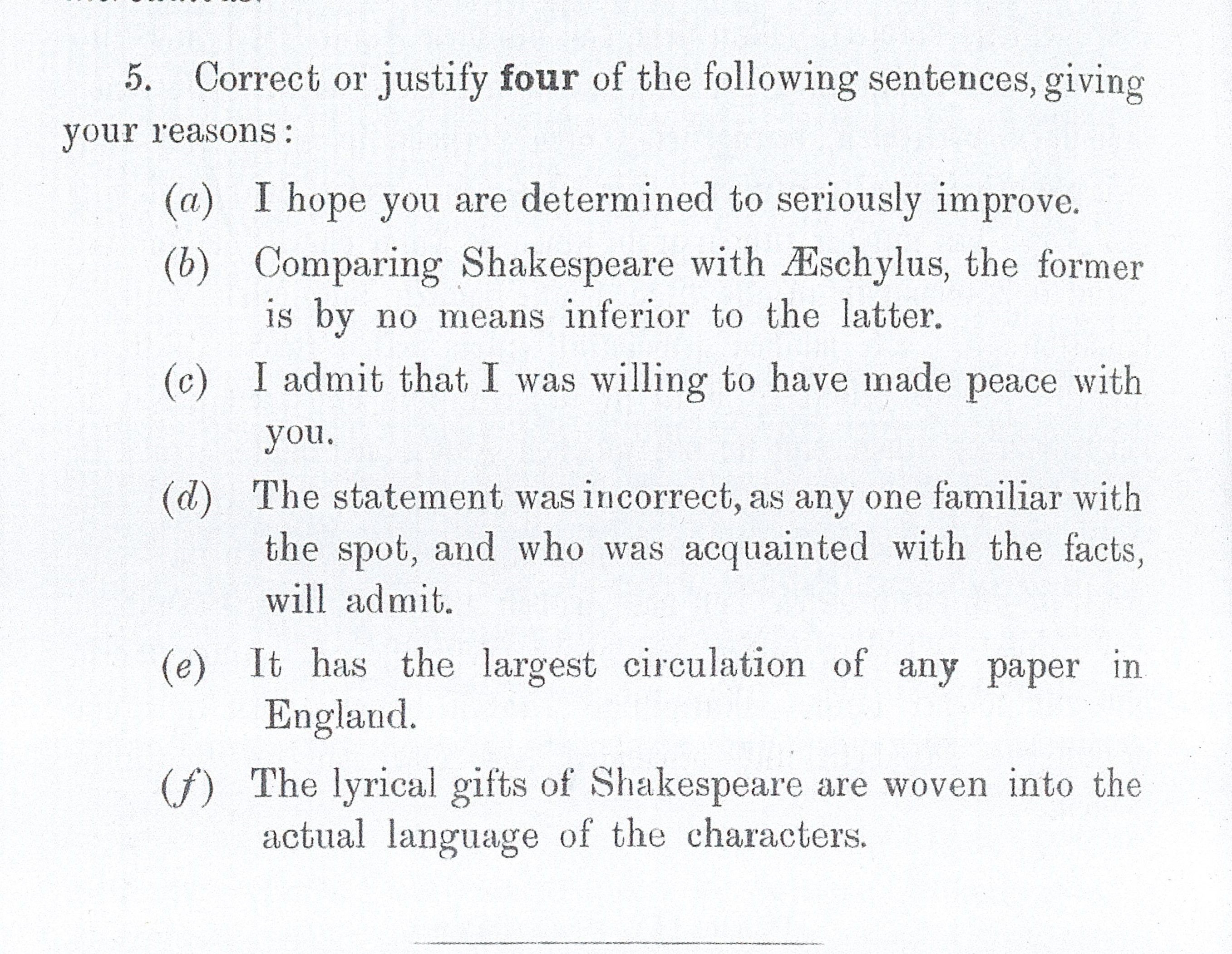 110-year-old Cambridge English exam paper