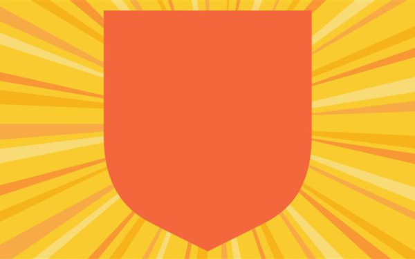 Orange shield on a spark background