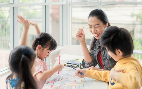 Teacher with young learners