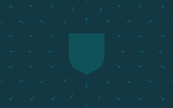 Dark blue background featuring a central shield emblem