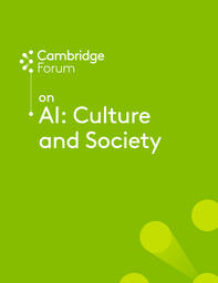 Green journal cover titled "Cambridge Forum: AI: Culture and Society".