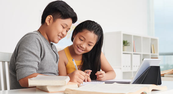 Children studying lessons