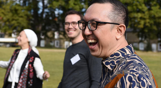Laughing colleagues